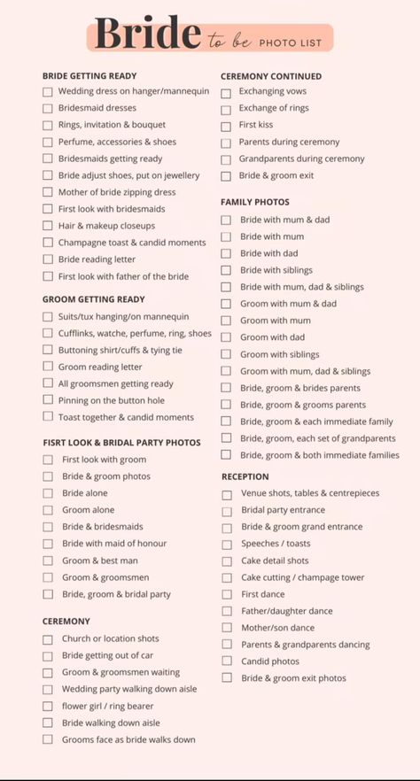 Bride Photoshoot Ideas, Wedding Preparation Checklist, Wedding Planning List, Wedding Photography List, Wedding Photo List, Twilight Wedding, Wedding To Do List, Bridesmaid Duties, Bride Photoshoot