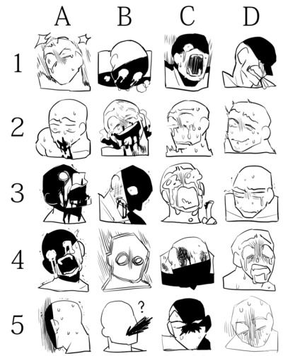 Scary facial expressions Facial Expressions Drawing, Drawing Face Expressions, 캐릭터 드로잉, Drawing Expressions, Drawing Tutorials, Art Tutorials Drawing, Facial Expressions, Anime Poses Reference, Drawing Challenge