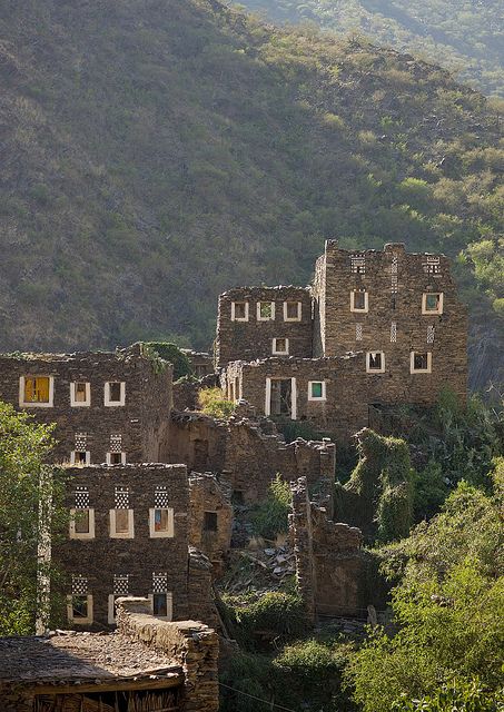 Rijal Alma village  - Saudi Arabia by Eric Lafforgue, via Flickr Travel To Saudi Arabia, Saudi Arabia Culture, Eric Lafforgue, Arab Culture, المملكة العربية السعودية, Jeddah, Yemen, Lush Green, Tourist Attraction