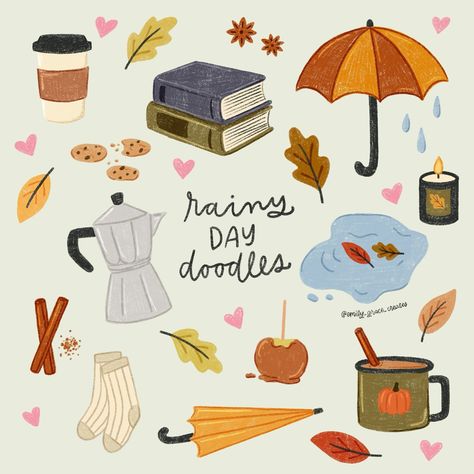 woke up to a rainy morning today so here are some rainy day doodles 🫶🏻☔️ definitely made me want to stay in bed all day ☺️ #rainyday #doodles #fallillustration #fall #cozyvibes #raindrops Rainy Doodles, Fall Doodles, Rainy Morning, Autumn Illustration, Stay In Bed, Rain Drops, Rainy Days, Rainy Day, Wake Up