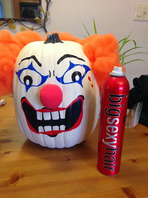 The Crafty Mom : Painted Pumpkin Clown Clown Pumpkin Carving, Halloween Crafts Snacks, Pumpkin Clown, Clown Pumpkin, Clown Paintings, Halloween Class Party, Creepy Pumpkin, Pumpkin Contest, Pumpkin Painting Ideas