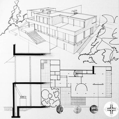 Hand-made poster about Vila Tugendhat in Brno, Czech Republic, by Ludwig Mies van der Rohe - project assignment for a Tectonics course at… Mies Van Der Rohe Tugendhat House, Mies Van Der Rohe Villa Tugendhat, Villa Tugendhat Plan, Mis Van Der Rohe, Farnsworth House Plan, Mies Van Der Rohe Farnsworth House, Tugendhat House, Iconic Houses, Villa Tugendhat