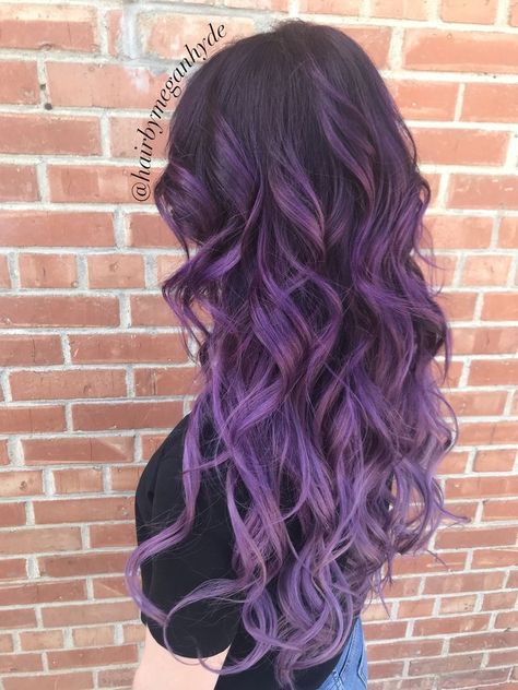 Balayage Purple, Purple Balayage, Purple Ombre Hair, Color Melt, Vibrant Hair, Lilac Hair, Long Hair Color, Hair Color Purple, Hair Balayage