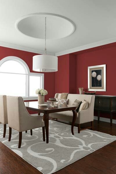 Cool colour combo Room With Red Walls, Red Dining Room, Dining Room Paint Colors, Dining Room Paint, Dining Room Colors, Interior Design Boards, Living Room Red, Red Home Decor, Red Rooms