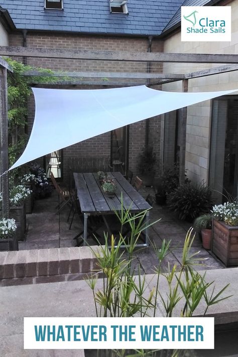 Clara Shade Sails waterproof UV resistant white shade sails square rectangle triangle Garden Shade Sail, Garden Sail, Patio Sails, Waterproof Shade Sails, Garden Sun Shade, Deck Shade, Sail Shade, Patio Sun Shades, Sail Canopies