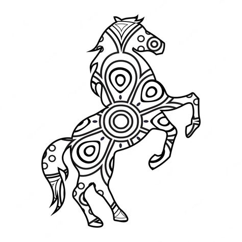 Mandala Horse, Horse Coloring Pages, Simple Mandala, Horse Coloring, Coloring Pages For Kids, Coloring Page, Premium Vector, Animal Art, Graphic Resources