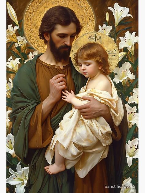 Jesus Childhood, Saint Joseph Art, St Jose, Faith Based Art, St Joseph Catholic, Jesus Christ Painting, Jesus And Mary Pictures, Catholic Images, Child Jesus