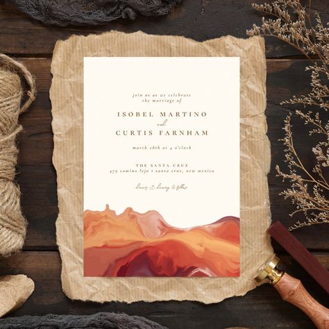 Southwest Wedding Invitations, Desert Wedding Decor, Wedding Invatations, Wedding Invitation Gold, Orange Wedding Themes, Southwestern Wedding, Southwest Wedding, New Mexico Wedding, Sedona Wedding