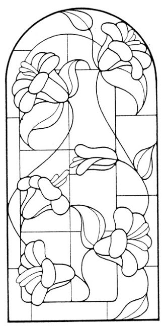 Morning Glory Stained Glass Pattern, Stained Glass Window Template, Art Nouveau Stained Glass Window, Stained Glass Patterns Flowers, Stained Glass Window Drawing, Stained Glass Suncatchers Pattern, Vitray Art Pattern, Art Nouveau Stained Glass Patterns, Floral Stained Glass Patterns