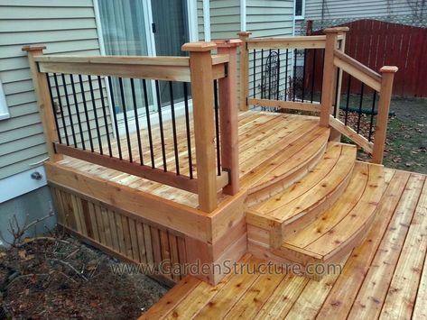 Make most of the space in your yard for Small deck ideas - Decorifusta Small Deck Ideas On A Budget, Small Deck Designs, Veranda Design, Backyard Patio Deck, Cedar Deck, Deck Steps, Patio Deck Designs, Wooden Deck, Hand Rail