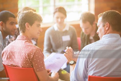 Stock Photo : Men talking in group therapy session Behaviour Therapy, Social Action, Social Entrepreneurship, Social Care, Group Therapy, Cognitive Behavioral Therapy, Behavioral Therapy, Social Work