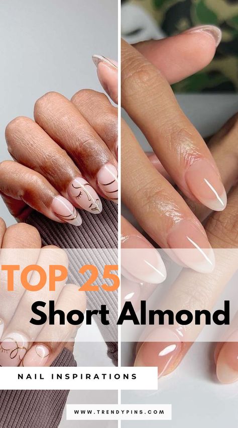 Short Almond Nail Designs 2 Classic Almond Nails Simple, Short Almond Nails Minimalist, Asymmetrical French Tip Nails, Subtle Nails Almond, Simple Nail Art Almond Nails, Natural Nail Designs Almond Shape, Nails For Birth, Acrylic Overlay Nails Short Designs, Almond Nails Short Design