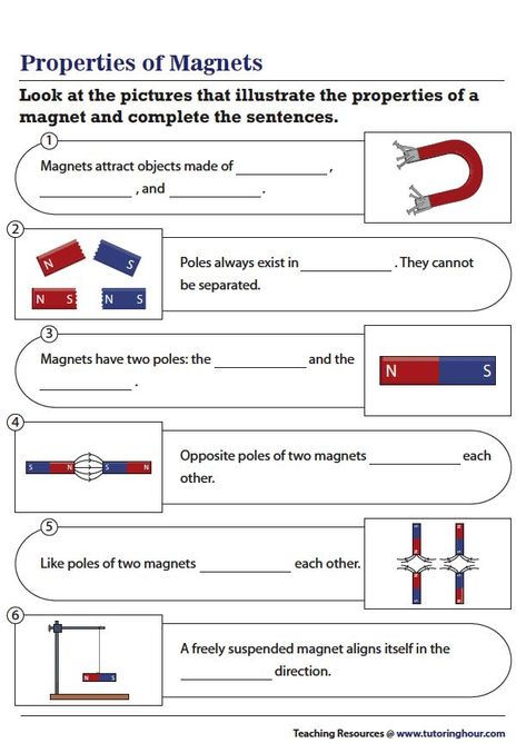 Properties of Magnets Magnet Worksheet, Magnet Lessons, Chemical And Physical Changes, Science Printables, Science Quiz, Worksheets For Grade 3, Fun Magnets, 4th Grade Science, Biology Lessons