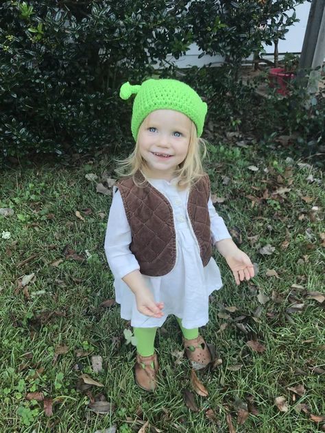 Toddler Shrek Costume, Baby Shrek Costume, Girl Shrek Costume, Shrek Birthday Party Outfit, Shrek Halloween Costumes Diy, Shrek Family Costume, Diy Shrek Costume, Shrek Costume Diy, Shrek Baby