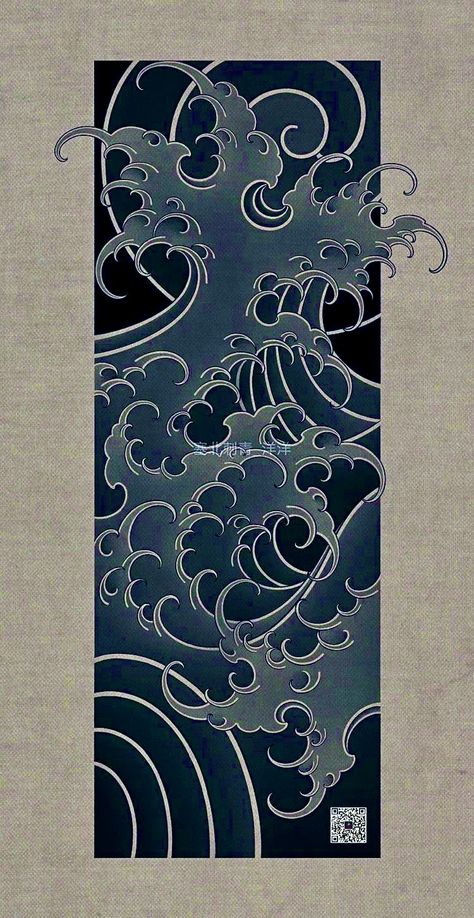 Japanese Wave Tattoo Design Half Sleeves, Japanese Waves Tattoo Design, Japanese Water Tattoo, Cowboy Bebop Tattoo, Japanese Wave Tattoos, Japanese Leg Tattoo, Full Hand Tattoo, Wave Tattoo Design, Japanese Drawings