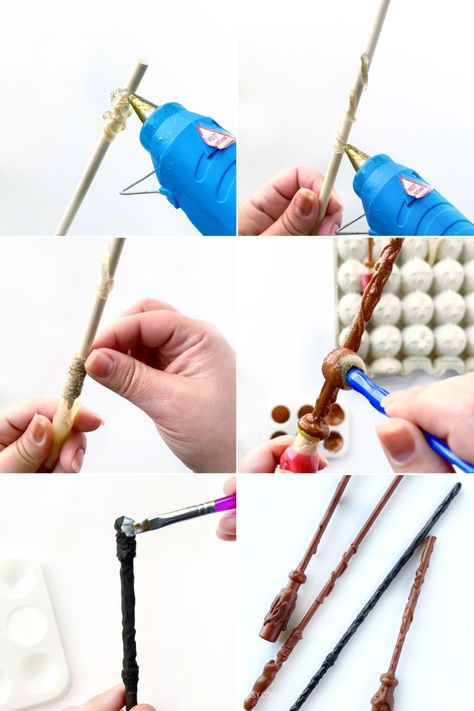 Chopstick Wands Diy, Harry Potter Activities For Kids, Make A Harry Potter Wand, Harry Potter Crafts For Kids, Wands Harry Potter, Diy Wands, Diy Harry Potter Wands, Harry Potter Diy Crafts, Diy Harry Potter Crafts