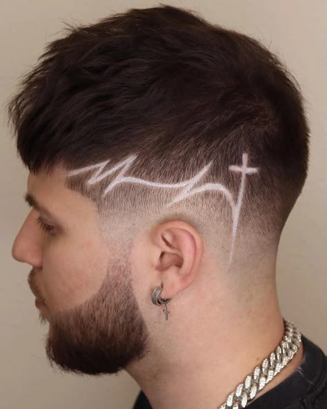 Cross Haircut Designs For Men, Side Haircut Designs Men, Hair Designs For Men Pattern, Men’s Haircut Designs, Men Hair Designs Lines Fade Haircut, Cross Haircut Design, Cross Design Haircut, Hair Designs For Men Lines, Haircut Designs For Men Lines