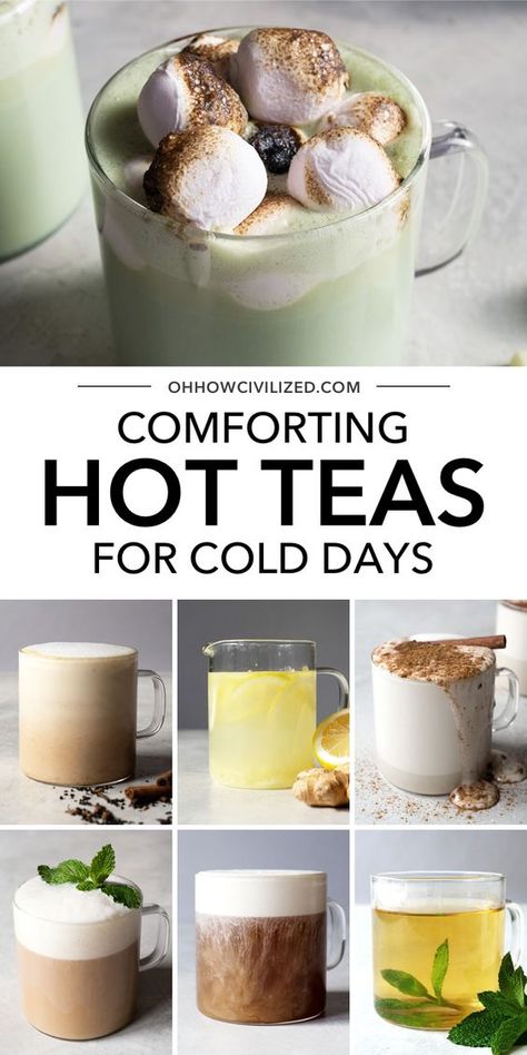 Best Hot Teas To Drink, Best Hot Tea Recipes, Cozy Tea Recipes, Hot Milk Drink Recipes, Flavored Hot Tea Recipes, Delicious Tea Recipes, Fall Teas Recipes, Fun Tea Drinks, Hot Cozy Drinks