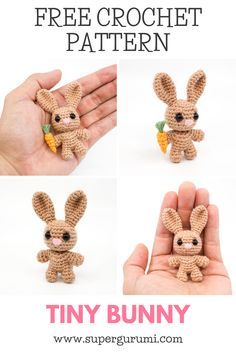 Crochet Mini Rabbit Free Pattern, Crochet Arigumi Free Pattern Bunny, Small Bunny Amigurumi Free Pattern, Small Amigurumi Crochet Pattern Free, Easy Mini Amigurumi Free Pattern, Small Animals Crochet, Crochet Mini Free Pattern, Mini Bunny Crochet Pattern Free, Crochet Mini Stuffed Animals