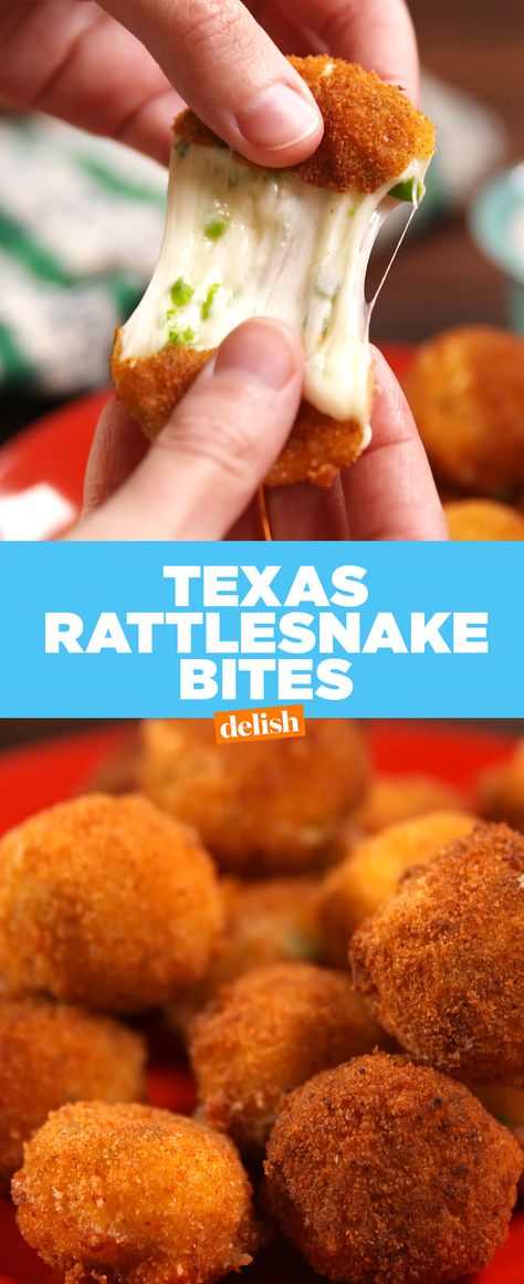 Texas Roadhouse fans: we just cracked the code on the ridiculously-addicting Texas Rattlesnake Bites. Get the recipe at Delish.com. Rattlesnake Bites Texas Roadhouse, Texas Roadhouse Rattlesnake Bites, Texas Roadhouse Steak, Copycat Texas Roadhouse, Rattlesnake Bites, Restaurant Appetizers, Texas Food, Copykat Recipes, Texas Roadhouse