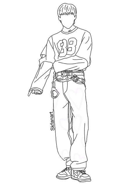 Skz Coloring Pages, Hyunjin Line Art, Stray Kids Coloring Page, Kpop Coloring Pages, Kpop Line Art Drawing, Kpop Line Art, Skz Drawing, Kid Coloring Page, Line Art Drawing