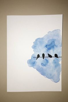 Akvarel Illustration, Vogel Silhouette, Watercolor Art Journal, Hand Painted Card, Watercolor Card, Watercolor Paintings Easy, Paint Cards, Bird Silhouette, 수채화 그림