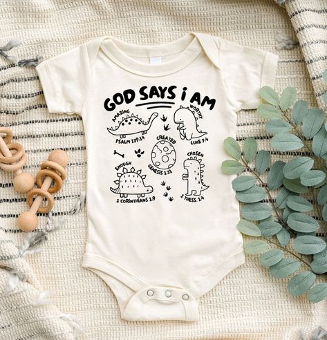 This Clothing item by SareKidsStyle has 261 favorites from Etsy shoppers. Ships from Houston, TX. Listed on Jun 30, 2024 Christian Baby Onesies, Dino Onesie, Personalized Baby Onesie, Cute Shirt Designs, God Says, Jesus Shirt, Jesus Shirts, Boy Mom, Baby Shirts