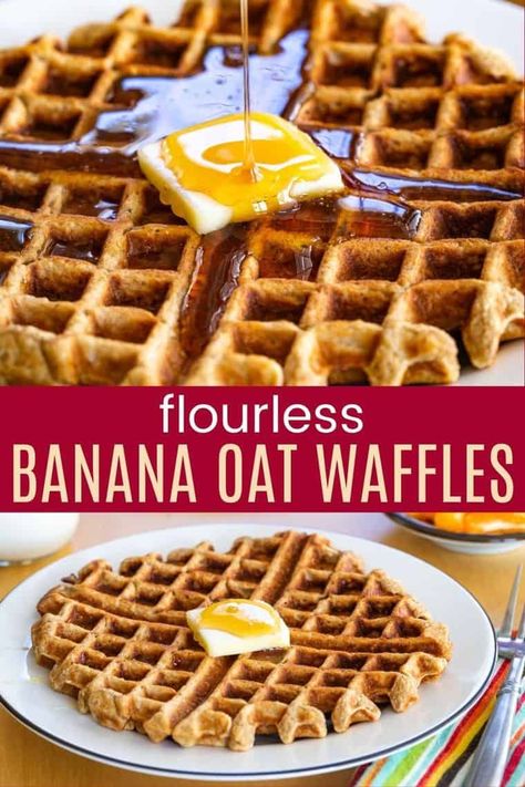 Banana Waffles Easy, Banana Oat Waffles, Banana Waffle Recipe, Oat Waffles, Oatmeal Waffles, Easy Waffle Recipe, Banana Waffles, Healthy Waffles, Waffle Maker Recipes