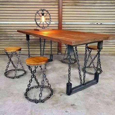 Diy Projects Wood, Coffee House Design, Diy Wood Plans, Iron Furniture Design, Welded Metal Projects, Steel Furniture Design, Wooden Work, Metal Outdoor Furniture, Welded Furniture