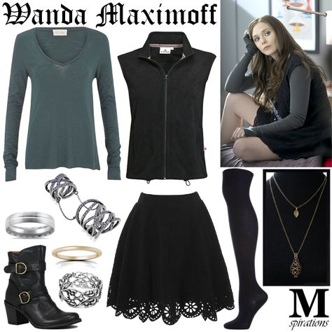 Wanda Maximoff Aesthetic Outfit, Wanda Maximoff Outfit Inspiration, Scarlet Witch Inspired Outfits, Wanda Maximoff Outfit, Wanda Outfit, Wanda Costume, Damon Y Elena, Vampire Outfits, Marvel Inspired Outfits