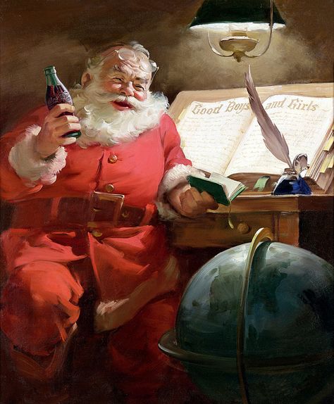 Coca-Cola - Santa List - 1951 Coke Santa, Coca Cola Santa Claus, Santa Claus Pictures, Santa Klaus, Coca Cola Santa, Santa Claus Images, Coca Cola Christmas, Coca Cola Ad, Vintage Coke