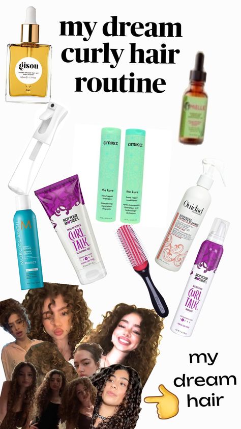 My dream curly hair routine #curlyhair #demitrakalogeras #mydreamhair #kalogerasisters Curly Hair Steps Products, Curly Hair Products Routine, My Curly Hair Routine, Best Curly Hair Routine, How To Maintain Curly Hair, 3a Curly Hair Products, 3a Curly Hair Routine, Curly Hair Wash Routine, Curly Hair Routine Products