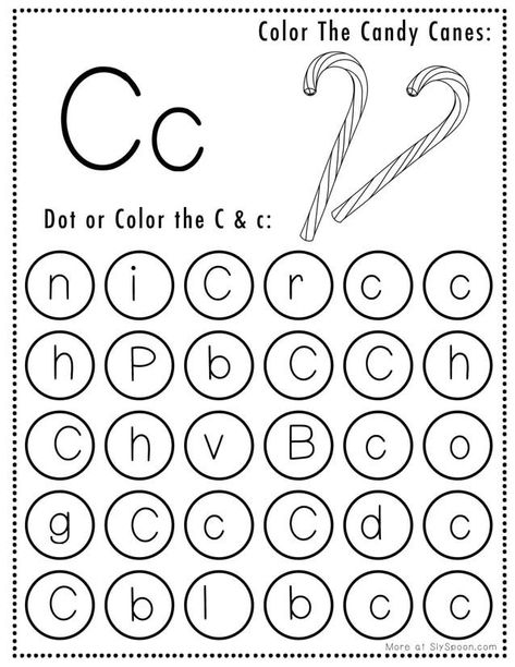 Free Printable Christmas Do a Dot Worksheets - C is for Candy Canes - Looking for fun and educational Christmas activities? Download these free printable alphabet letter C tracing worksheets! Perfect for homeschooling and pre-k classrooms.  Enhance fine motor skills and letter recognition in a festive way. Get your free worksheets today! #ChristmasActivities #FreePrintables #AlphabetTracing #Homeschooling #PreKEducation #PreschoolTeachers #Christmasworksheets  #letterC Christmas Letter Recognition Activities, Free Christmas Printables Prek, C Is For Candy Cane, Pre K Christmas Worksheets, Candy Cane Math Activities, Christmas Pre K Worksheets, Letter C Tracing Worksheet, C Is For Christmas, Letter Recognition Activities Preschool Free Printables