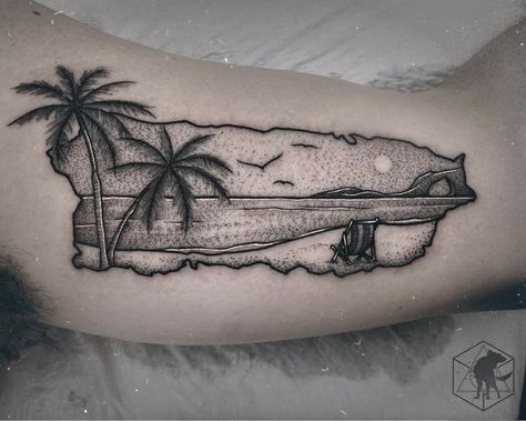 Puerto Rican Sleeve Tattoo, Catalina Island Tattoo, Puerto Rico Outline Tattoo, Puerto Rico Island Tattoo, Caribbean Tattoo Ideas For Women, Belize Tattoo Ideas, El Salvador Tattoo Ideas, Puerto Rico Tattoo Ideas For Women, Dominican Tattoo Ideas