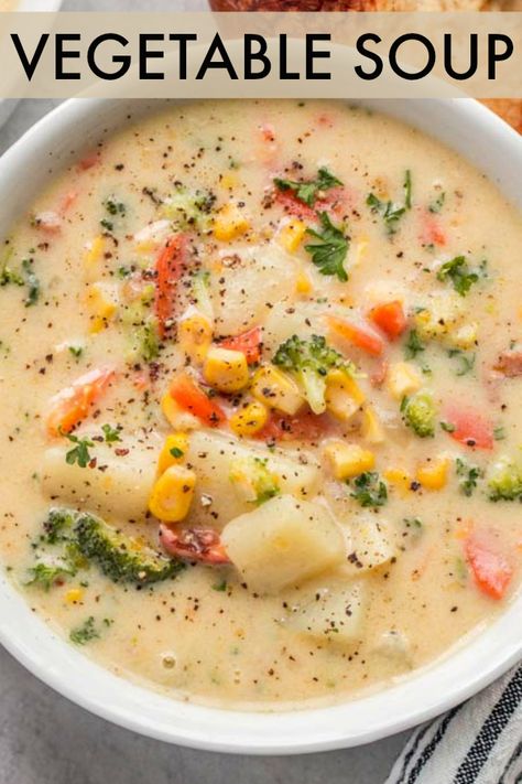 Creamy Vegetable Soup, Vegetable Soups, Vegetable Soup Recipe, Vegetarian Soup Recipes, Bacon And Cheese, Soup Recipes Slow Cooker, Vegetable Soup Recipes, Vegetarian Soup, The Soup