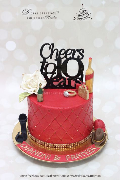 10th Anniversary Cake 10th Anniversary Cake Ideas, 10 Year Anniversary Cake Ideas, 10 Year Anniversary Cake, 10th Anniversary Cake, 27th Wedding Anniversary, Bday Decoration, Marriage Anniversary Cake, Cupcakes Design, Anniversary Cake Designs