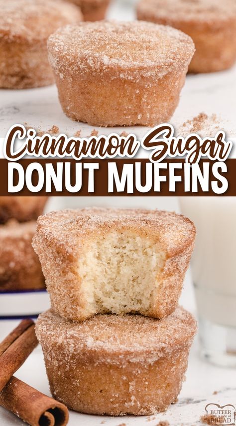 Donut Bread Recipe, Cinnamon Sugar Breakfast, Donut Bread, Cinnamon Sugar Recipes, Lemon Cream Cheese Bars, Cherry Pie Bars, Cinnamon Cupcakes, Doughnut Muffins, Breakfast Pastry