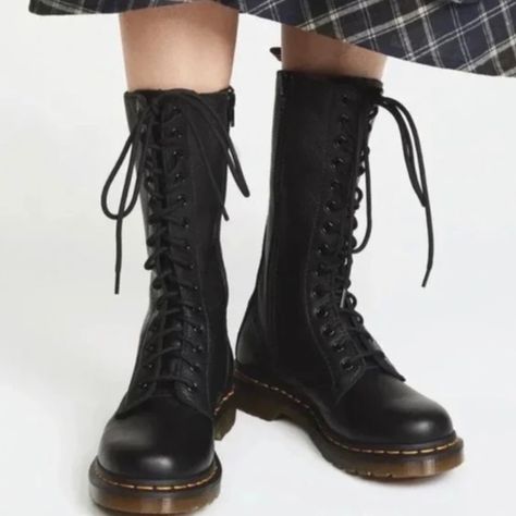 Doc Marten 1B99 Mid Calf Virginia Leather 14 Eye Zip-Up Boots; Size US 7 Women’s Dr Martens Style, Martens Style, Doc Marten, Mid Boots, Dr Martens Shoes, Martens Shoes, Doc Martens, Mid Calf Boots, Dr. Martens Boots