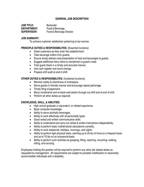 Bartender Job Description, Bar Management, Female Bartender, Job Analysis, Job Description Template, Communication Board, Basic Math Skills, Work Space Organization, Job Ads