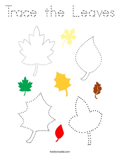 Trace the Leaves Coloring Page - Tracing - Twisty Noodle Leaf Tracing Preschool, Leaves For Preschool, Leaf Pictures For Kids, Leave Activities For Toddlers, Leaves Preschool Activities, Leaf Tracing, Fall Leaves Preschool, Leaves Preschool, Leaves Coloring Pages