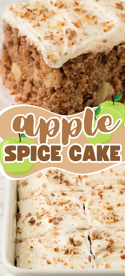 Easy Cake Recipes Using Cake Mix Boxes, Apple Box Cake Mix Recipes, Desserts With Spice Cake Mix Boxes, Spice Cake Ideas, Recipes With Box Spice Cake, Spice Box Cake Recipes, Spice Cake Poke Cake, Fresh Apple Desserts Easy, Apple Cake With Box Cake And Canned Apples