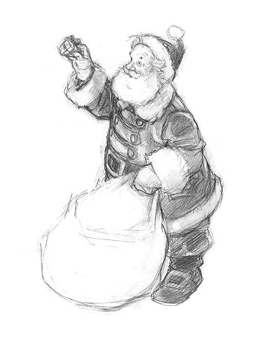 Santa Slay Drawing, Christmas Sketches Ideas, Christmas Drawing Sketch, Christmas Drawings Pencil Sketches, Santa Claus Drawing Illustration, Christmas Sketches Pencil, Xmas Sketches, Cute Santa Drawing, Christmas Pencil Drawings