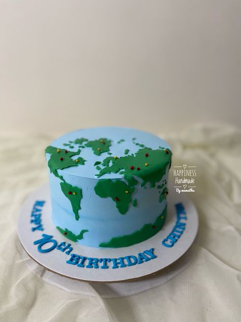 World Map Cake Ideas, World Map Birthday Cake, Geography Cake Ideas, Map Cake Ideas, Around The World Cake Ideas, Globe Birthday Cake, Globe Cake Ideas, Earth Birthday Cake, Earth Cake Ideas