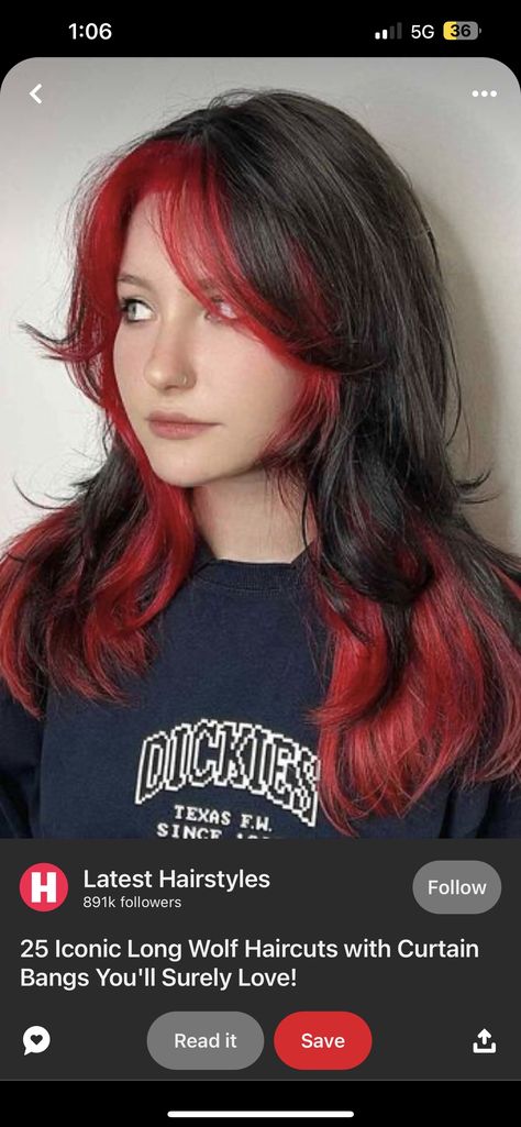 Dyed Tips On Layered Hair, Red Dip Dye Hair Black, Red Hair Dip Dye, Red Hair Ends Dip Dye, Layered Hair Dyed Tips, Red Hair Tips Dip Dyed, Red Underdye Hair Short, Underside Hair Dye, Red Hair Ends