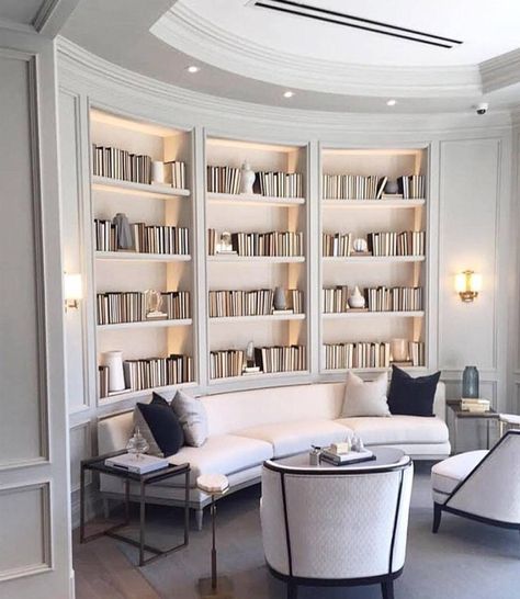 Home Luxury, Home Libraries, Plywood Furniture, Decor Minimalist, Design Living Room, Home Library, A Living Room, Hotels Design, Home Office Design