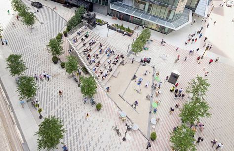 Downtown Crossing Plaza | Höweler + Yoon Landscape Plaza, Plaza Design, Paving Pattern, Raised Planter Boxes, Paving Design, Urban Design Concept, Public Space Design, Public Square, Landscape Elements