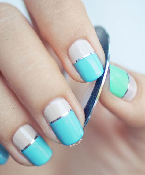 Color Block Nails, Nail Art Stripes, Spring Nail Trends, Nail Tape, Trendy Nail Art Designs, Her Nails, Striped Nails, Trendy Nail Art, Nail Art Tutorial