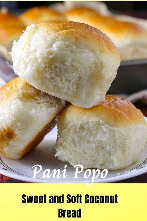 Moist and slightly sweet with a subtle hint of coconut, what's not to like about Pani Popo? You will love these Coconut Bread for breakfast, snack or dessert! #panipopo #Coconutbuns Yeast Desserts, Pani Popo Recipe, Soft Milk Bread, Pani Popo, Coconut Bread Recipe, Coconut Buns, Bread For Breakfast, Custard Buns, Bread From Scratch