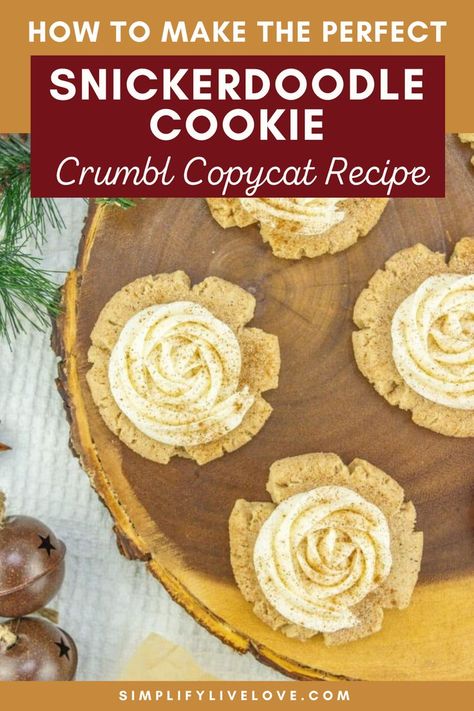 How to Make the Perfect Copycat Crumbl Snickerdoodle Cookie Gourmet Snickerdoodle Cookies, Crumble Snickerdoodle Cookie, Snickerdoodle Cookies Crumbl, Crumbl Snickerdoodle Recipe, Crumbl Snickerdoodle Cookies, Crumble Cookie Copycat, Crumbl Snickerdoodle, Crumble Cookie Copycat Recipe, Easy Baking Recipe