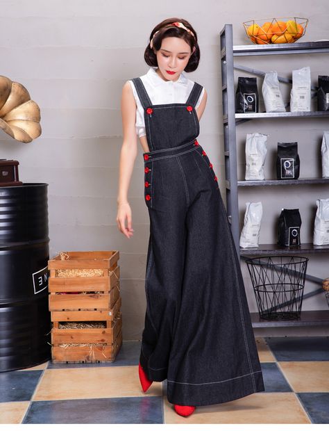 Office Wear Women Work Outfits, Jumpsuits Womens Fashion, Denim Wide Leg Pants, Lounge Fashion, Overalls Outfits, Super Flare Jeans, Simple Casual Outfits, Denim Wide Leg, Office Wear Women